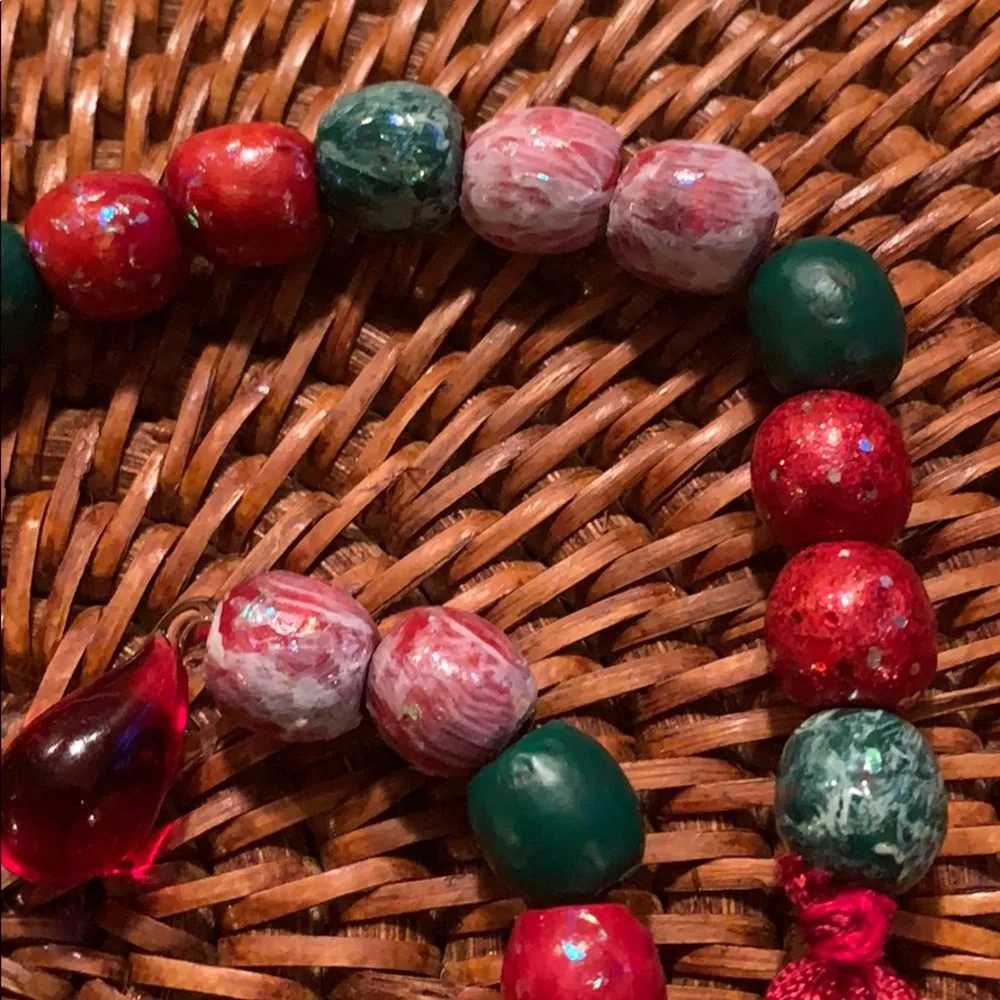 Wood Bead Tassel Garland Strand Christmas Holiday